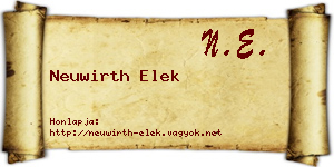 Neuwirth Elek névjegykártya